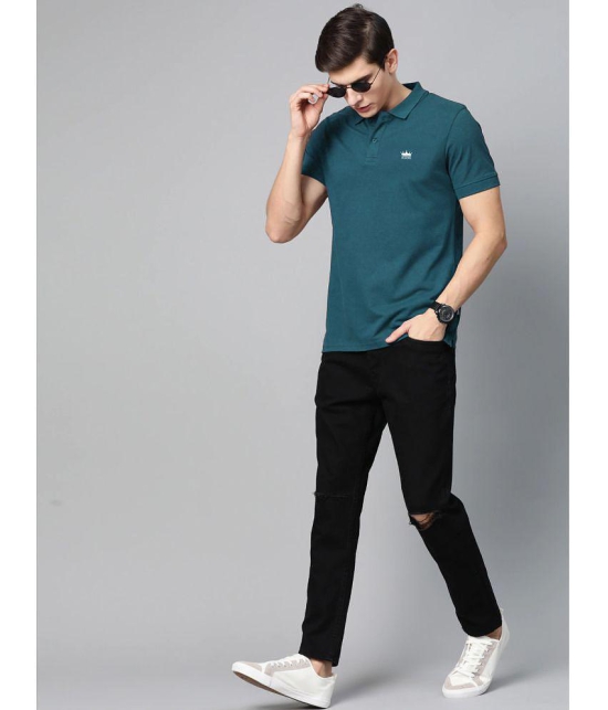 ADORATE - Teal Blue Cotton Blend Regular Fit Mens Polo T Shirt ( Pack of 1 ) - None