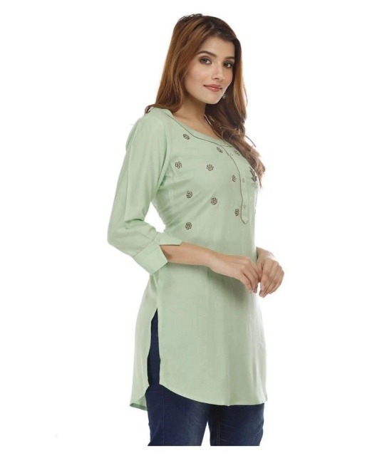 JC4U - Green Rayon Womens Straight Kurti ( Pack of 1 ) - L