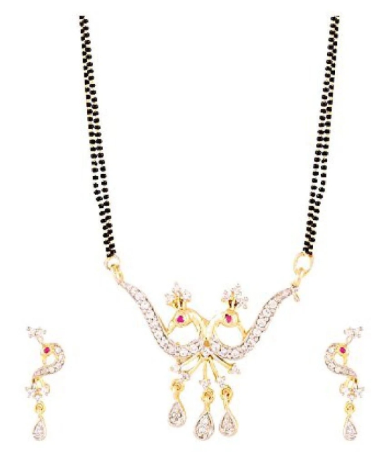 YouBella American Diamond Gold Plated Mangalsutra with Chain and Earrings