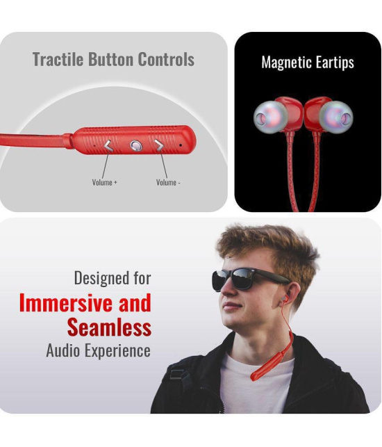 Tecsox Blaze100 Bluetooth Bluetooth Earphone In Ear Powerfull Bass Red