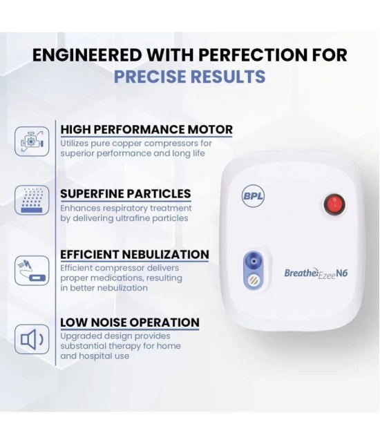 BPL Medical Technologies Breathe Ezee N6 Low Noise Compressor Nebuliser Machine, White