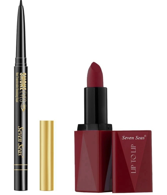 Seven Seas Lip To Lip Long Lasting Matte Lipstick With Smoke Eyes Non Transferable Revolving Kajal