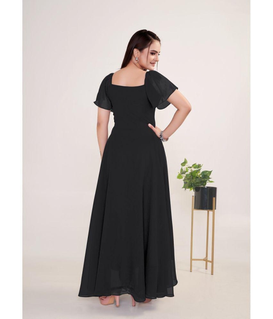 JASH CREATION - Black Georgette Womens Gown ( Pack of 1 ) - None