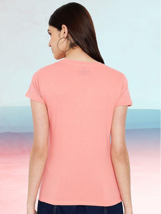 Fabflee - Peach 100% Cotton Regular Women''s T-Shirt ( Pack of 1 ) - None