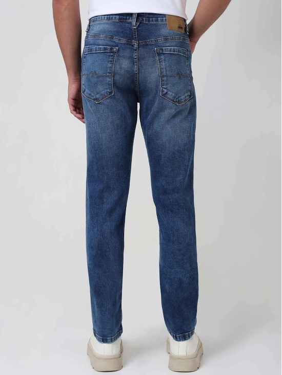 Mid Blue Straight Fit Originals Stretch Jeans In Cotton Elastane