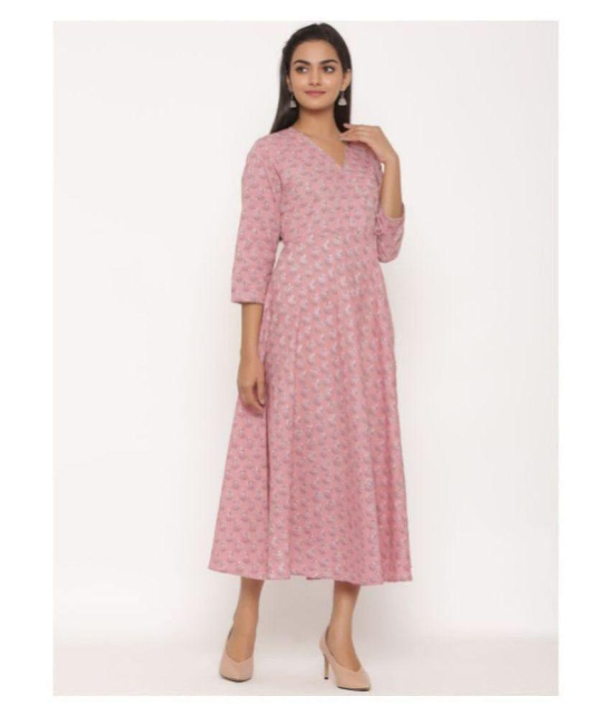 miravan Pink Cotton Anarkali Kurti - 3XL