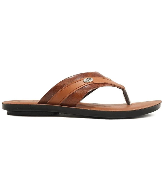 ASIAN Tan Mens Leather Slipper - None