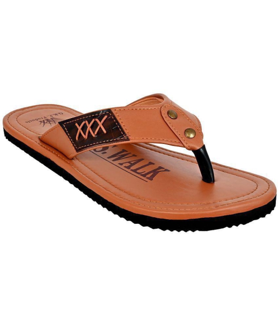 GRASS WALK - Tan Mens Thong Flip Flop - None