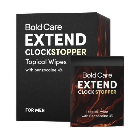 Bold Care Extend Clockstopper - Benzocaine 4% Last Long Delay Wipes for Men, For Lasting Longer In Bed Easily