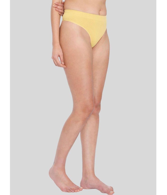 ILRASO - Yellow Poly Cotton Solid Women's Thongs ( Pack of 1 ) - None