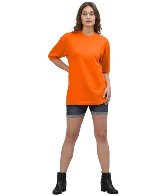 Leotude Orange Cotton Blend Oversized Womens T-Shirt ( Pack of 1 ) - None