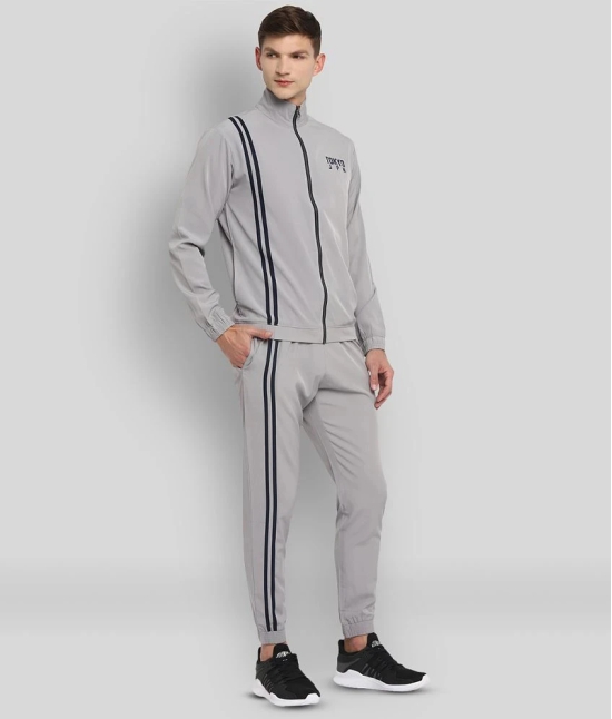 YUUKI - Light Grey Polyester Regular Fit Striped Mens Sports Tracksuit ( Pack of 1 ) - S