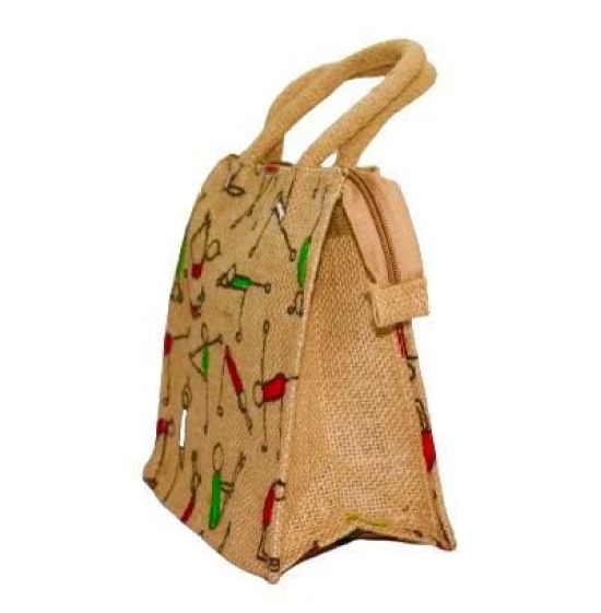 Eco-Friendly Jute Reusable Unique Printed Bag ideal for Tiffin Grocery Fruits Vegetable with Hard Grip Handle Big Reusable Hravy quality Bag for Men Women