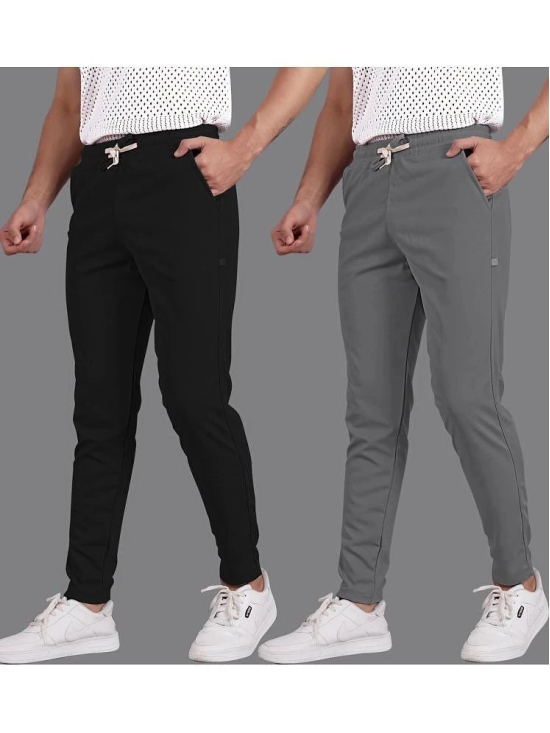 Septem Grey Melange Cotton Blend Mens Sports Trackpants ( Pack of 2 ) - None