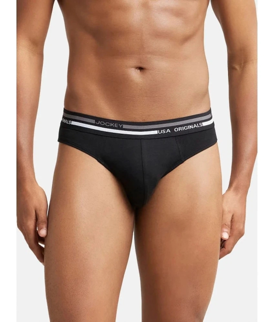 Jockey US49 Men Super Combed Cotton Solid Brief with Ultrasoft Waistband - Black (Pack of 2) - None