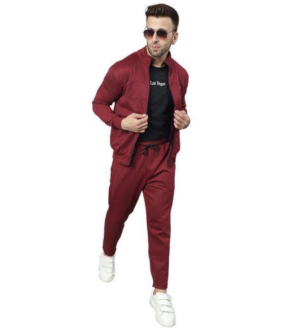 YHA - Wine Fleece Regular Fit Mens Tracksuit ( Pack of 1 ) - M