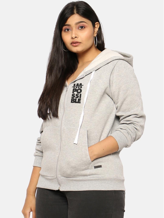 Printed Sweatshirt With Hood Grey 4XL