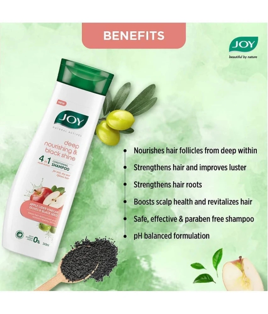 Joy Natural Actives Deep Nourishing & Black Shine Conditioning Shampoo 340ml, (Pack of 1)