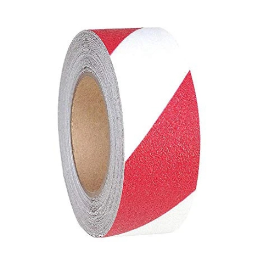 CONNECTWIDE Anti-Slip Tape - 2 Inch x 5 meters Red-White Heavy Duty Non-Skid Tape High Traction Safety Walk Track Treads Grit Grip Tape Strips Sticker Abrasive for Stairs Step, Safety Tape (Red/White)