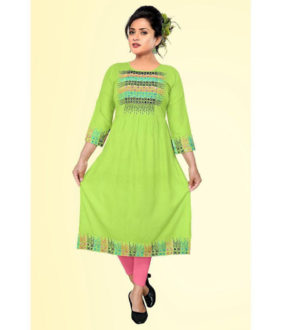 haya fashion - Lime Green Rayon Women's Straight Kurti ( Pack of 1 ) - None