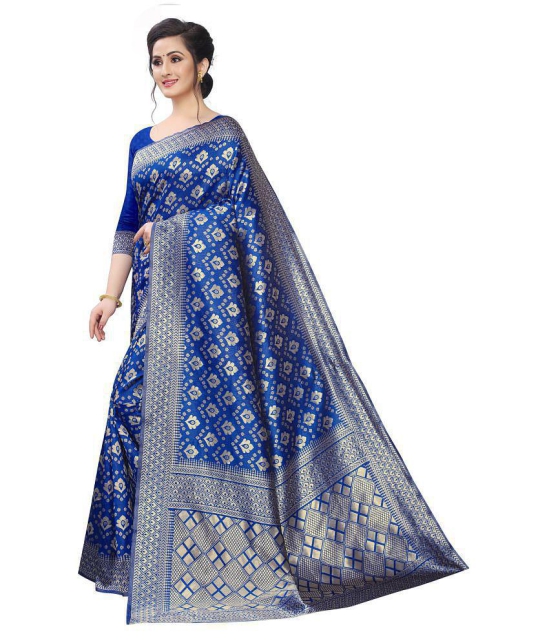 ofline selection Blue Jacquard Saree