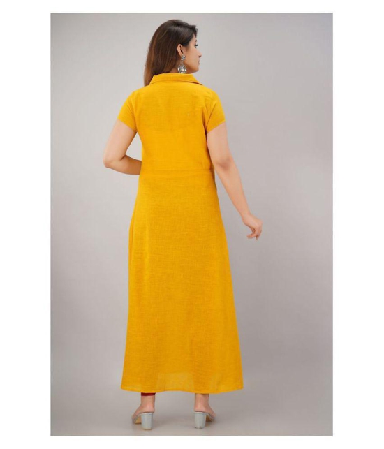 SVARCHI Yellow Cotton A-line Kurti - XL