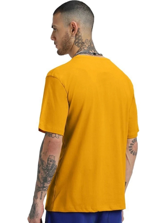 Leotude Cotton Blend Oversized Fit Solid Half Sleeves Mens Round T-Shirt - Yellow ( Pack of 1 ) - None