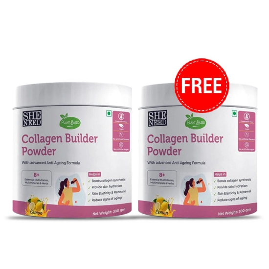 BUY SheNeed Plant Based Collagen Builder Powder with Advanced Anti-Aging Formula, Skin Repair & Regeneration- 300gm AND GET FREE SheNeed Plant Based Collagen Builder Powder with Advanced Anti-Agi