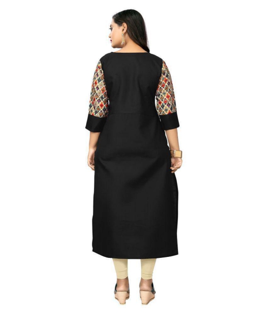 Rangrasiya - Black Cotton Blend Womens Straight Kurti ( Pack of 1 ) - M