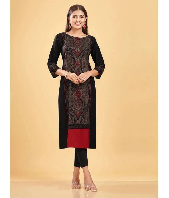 SHANVIKA 100% Cotton Printed Straight Womens Kurti - Black ( Pack of 1 ) - None