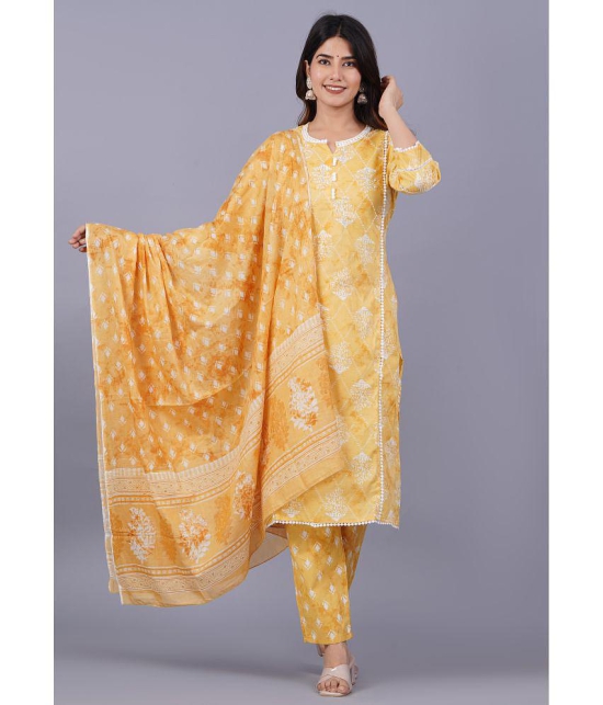 Doriya - Yellow Straight Cotton Blend Womens Stitched Salwar Suit ( Pack of 1 ) - None