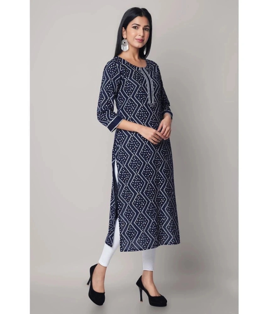 GOD BLESS - Blue Rayon Womens Straight Kurti ( Pack of 1 ) - None