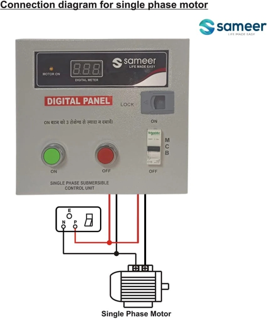 Sameer 1 HP Single Phase Digital Submersible Panel Water Pump Starter