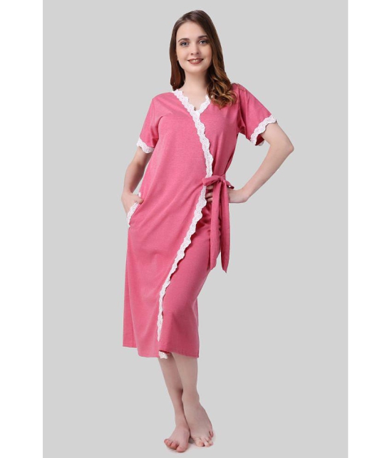 Affair - Pink Cotton Blend Womens Nightwear Nighty & Night Gowns ( Pack of 1 ) - None