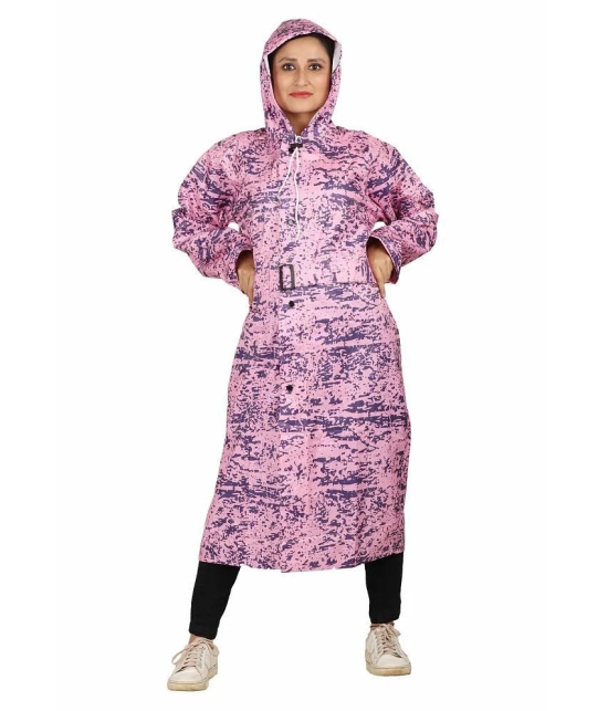 Goodluck Polyester Long Raincoat - Pink - XL