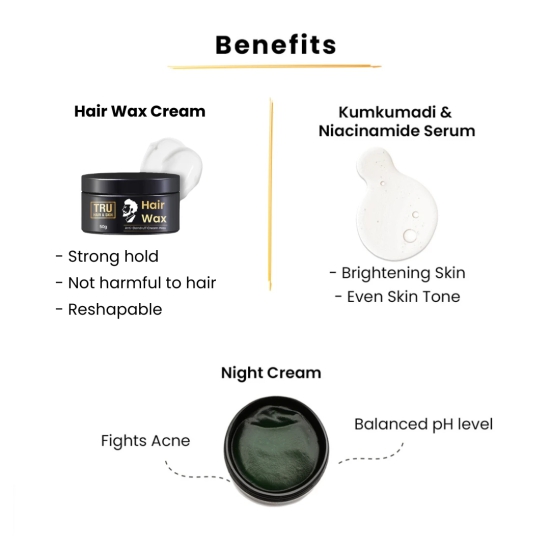 Night Cream (50gm) + Hair Wax (50gm) + Kumkumadi Serum (15ml)-Default