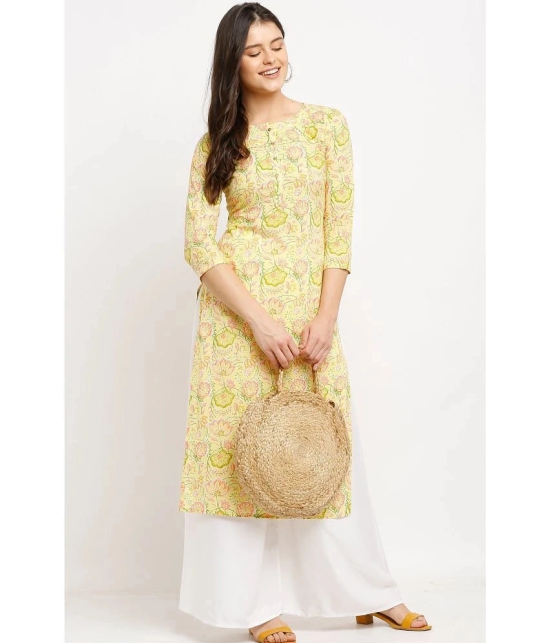 Rajnandini - Yellow 100% Cotton Womens A-line Kurti ( Pack of 1 ) - None