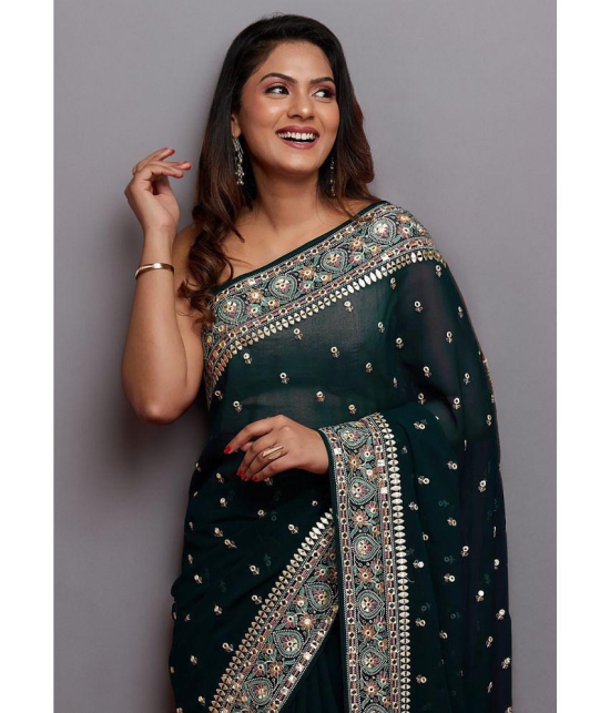 Estela - Green Georgette Saree With Blouse Piece ( Pack of 1 ) - Green