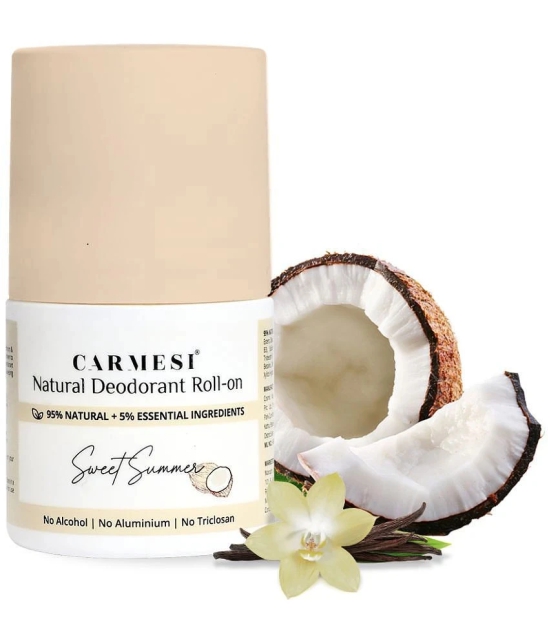 Carmesi Natural Deodorant Roll-on for Women | 95% Natural Ingredients | Controls Sweat & Odour All Day | No Aluminium | No Triclosan | Sweet Summer | 50 ml