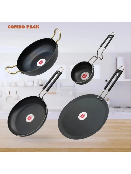 LAZYWINDOW Black Iron No Coating Cookware Sets ( Set of 4 )