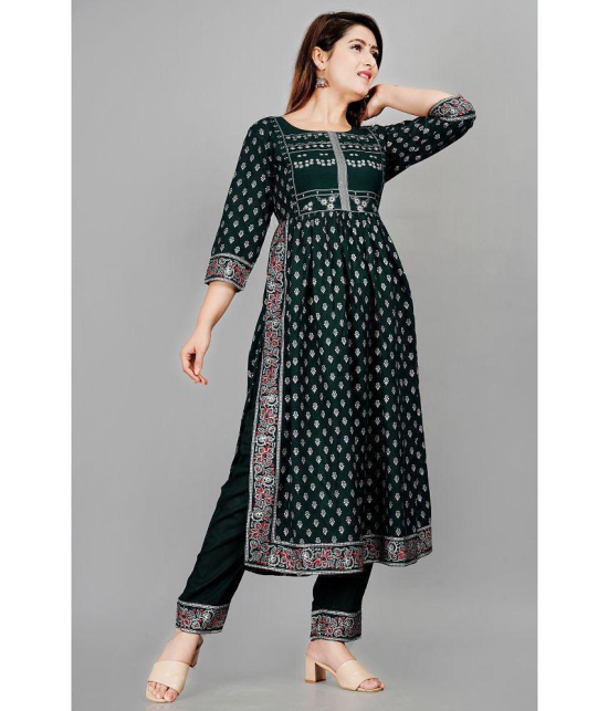 SIPET - Green Anarkali Rayon Women''s Stitched Salwar Suit ( Pack of 1 ) - None