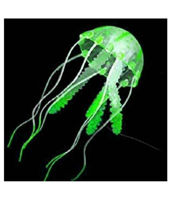 Petshop7 Aquarium Glowing Artificial Silicon Jelly Fish Tank Ornament Decoration (Green)