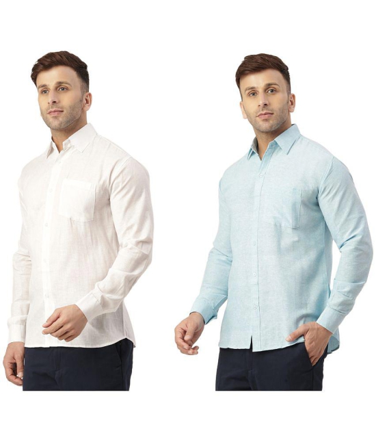 KLOSET By RIAG 100% Cotton Regular Fit Solids Full Sleeves Men's Casual Shirt - Light Blue ( Pack of 2 ) - None