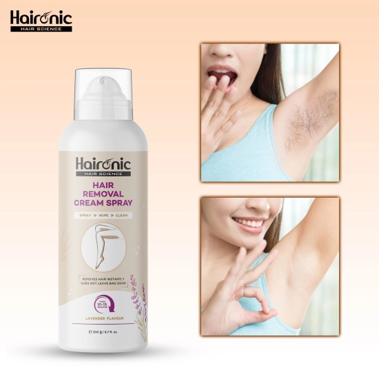 Haironic Hair Removal Spray, Painless, 10-Min Hair Remover for Arms, Legs, Armpits, Lavender, Women, 200gm, Pack of 30-Haironic Hair Removal Spray | Painless | Arms, Legs, Armpits | 10 Min | Skin