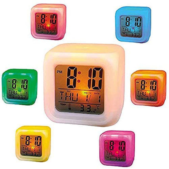 FSN-Smart Digital Alarm Clock with Automatic Colour Changing with Date, Time, Temperature