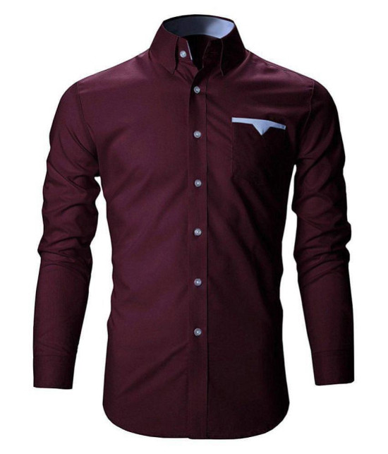 Life Roads - Maroon Cotton Slim Fit Men's Casual Shirt (Pack of 1 ) - None