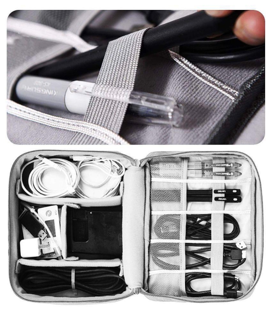 House Of Quirk Black Electronics Accessories Organizer Bag