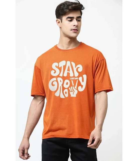 Leotude - Orange Cotton Blend Oversized Fit Mens T-Shirt ( Pack of 1 ) - None