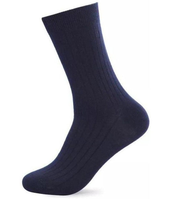 WILDSTUFF - Cotton Mens Striped Blue Mid Length Socks ( Pack of 4 ) - Blue