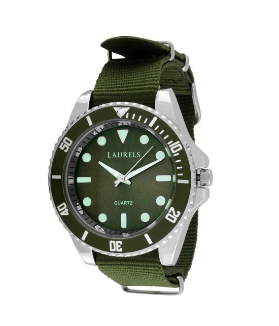 Laurels Green Leather Analog Watch